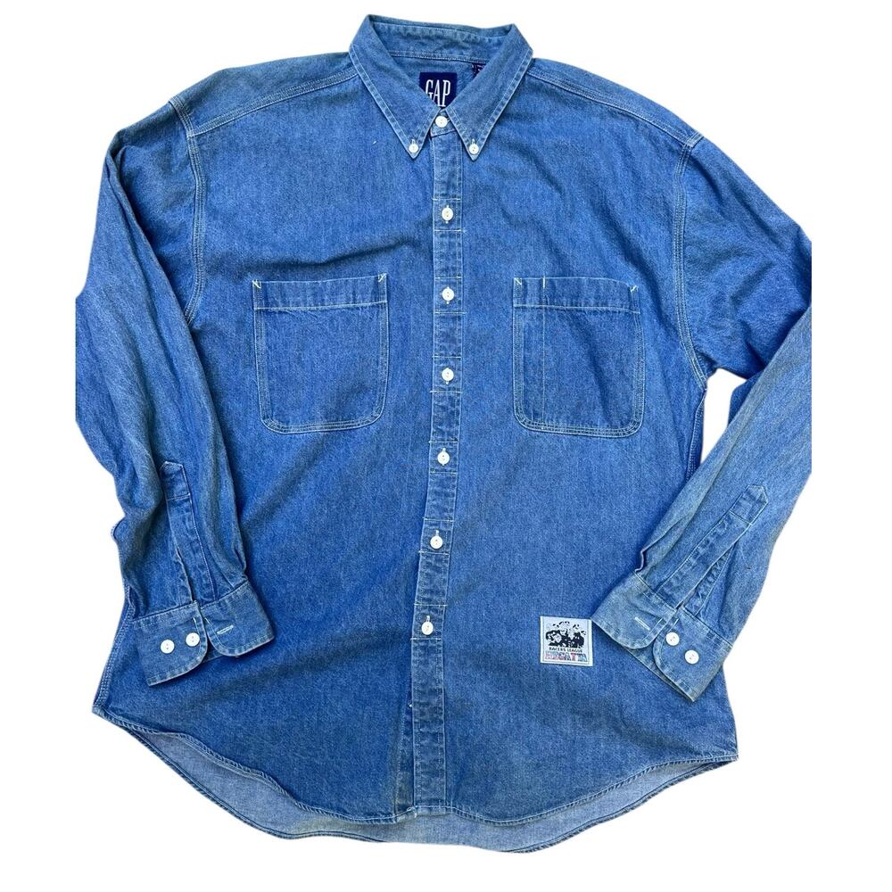 Vintage 90s Gap Denim Shirt *Racers League Regatta* - Mens XL, 100% Cotton